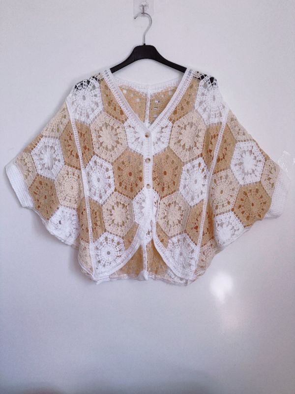 Missy heklet jakke beige