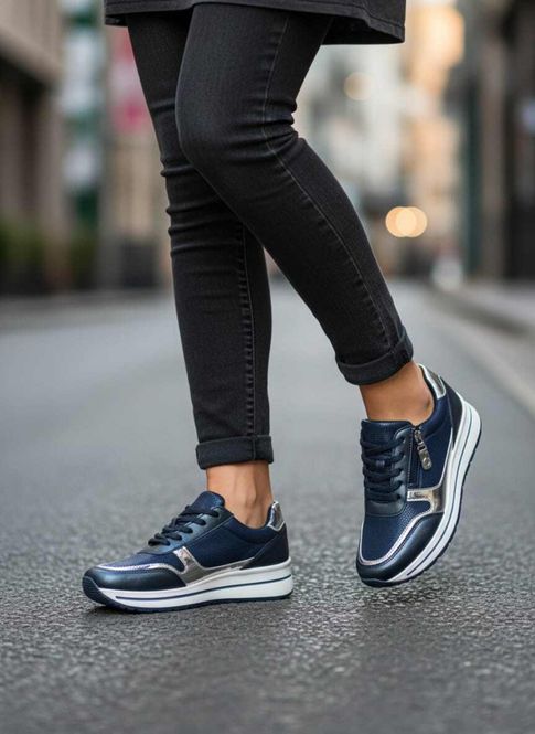 Hovedbilde Blå sneakers med sølvdetaljer