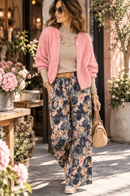 Cardigan med små hjerter rosa