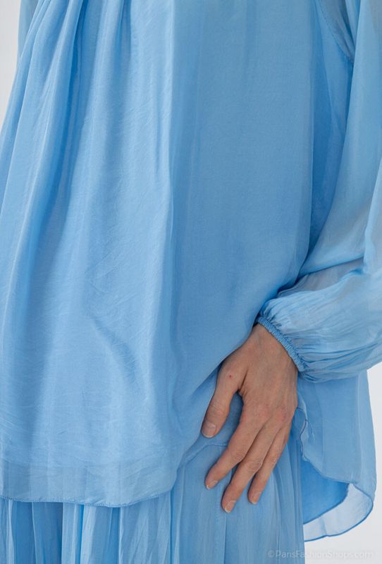 Sofia silke bluse turkis