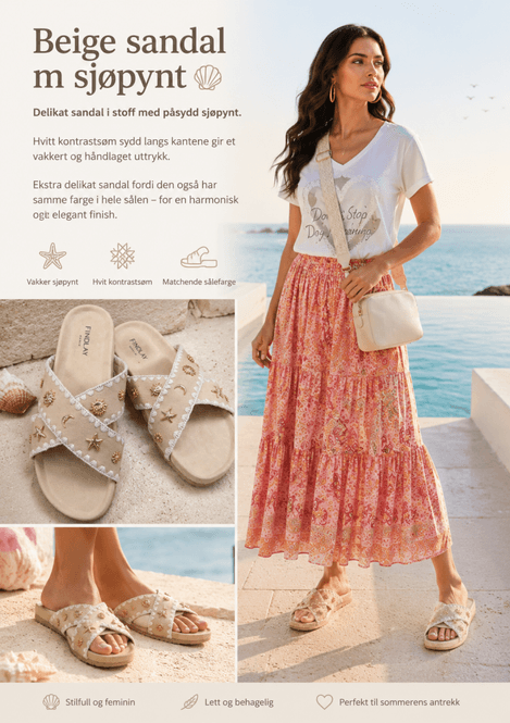 Hovedbilde Beige sandal med sjøpynt