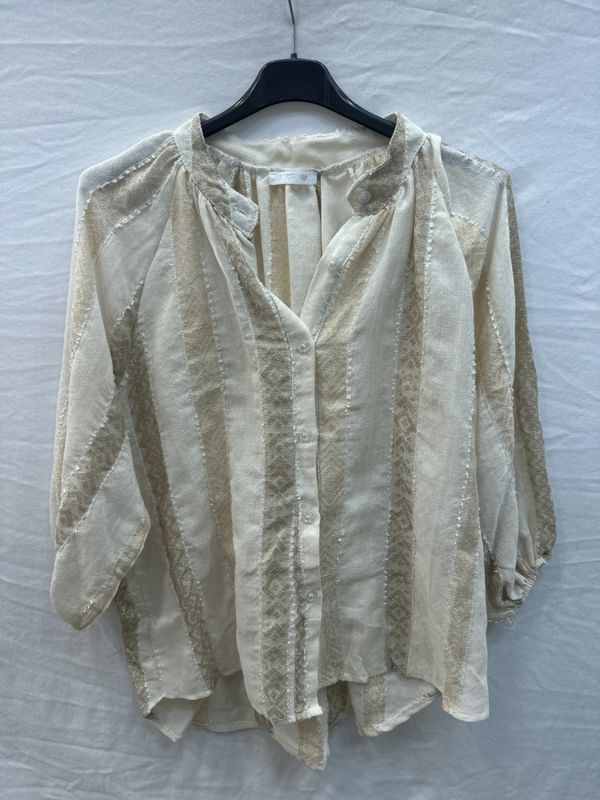 Lurex bomull beige